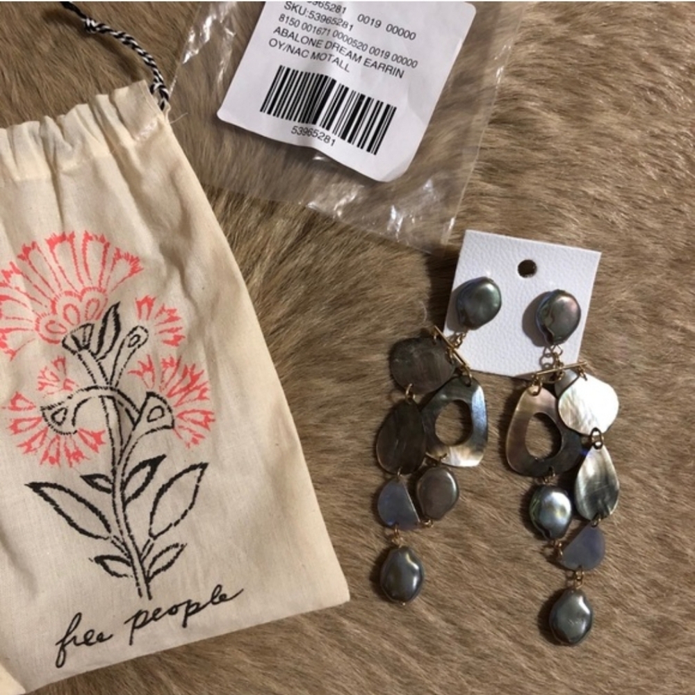 Rare NWT Free People Abalone Drop Dangle Earrings - Picture 2 of 7
